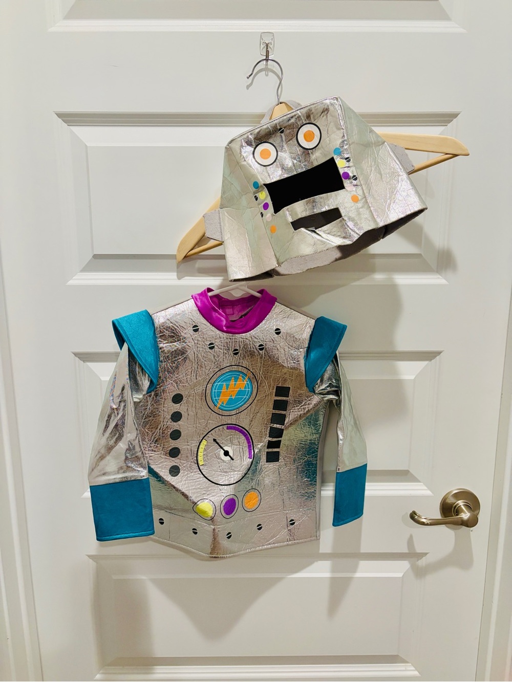Target Silver Robot Costume Top with Teal and Purple Accents
